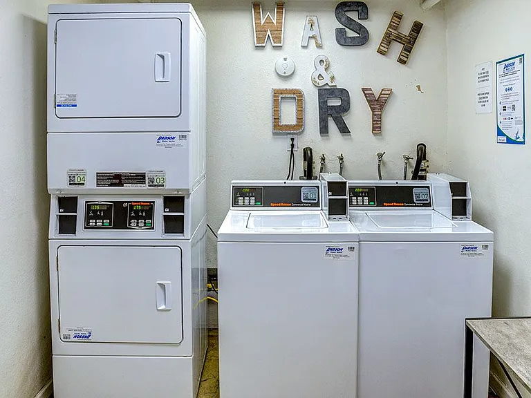 Clean and well-maintained communal laundry room.