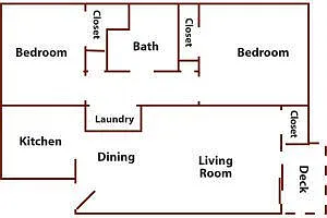 Floor plan 2 Bed 1 Bath