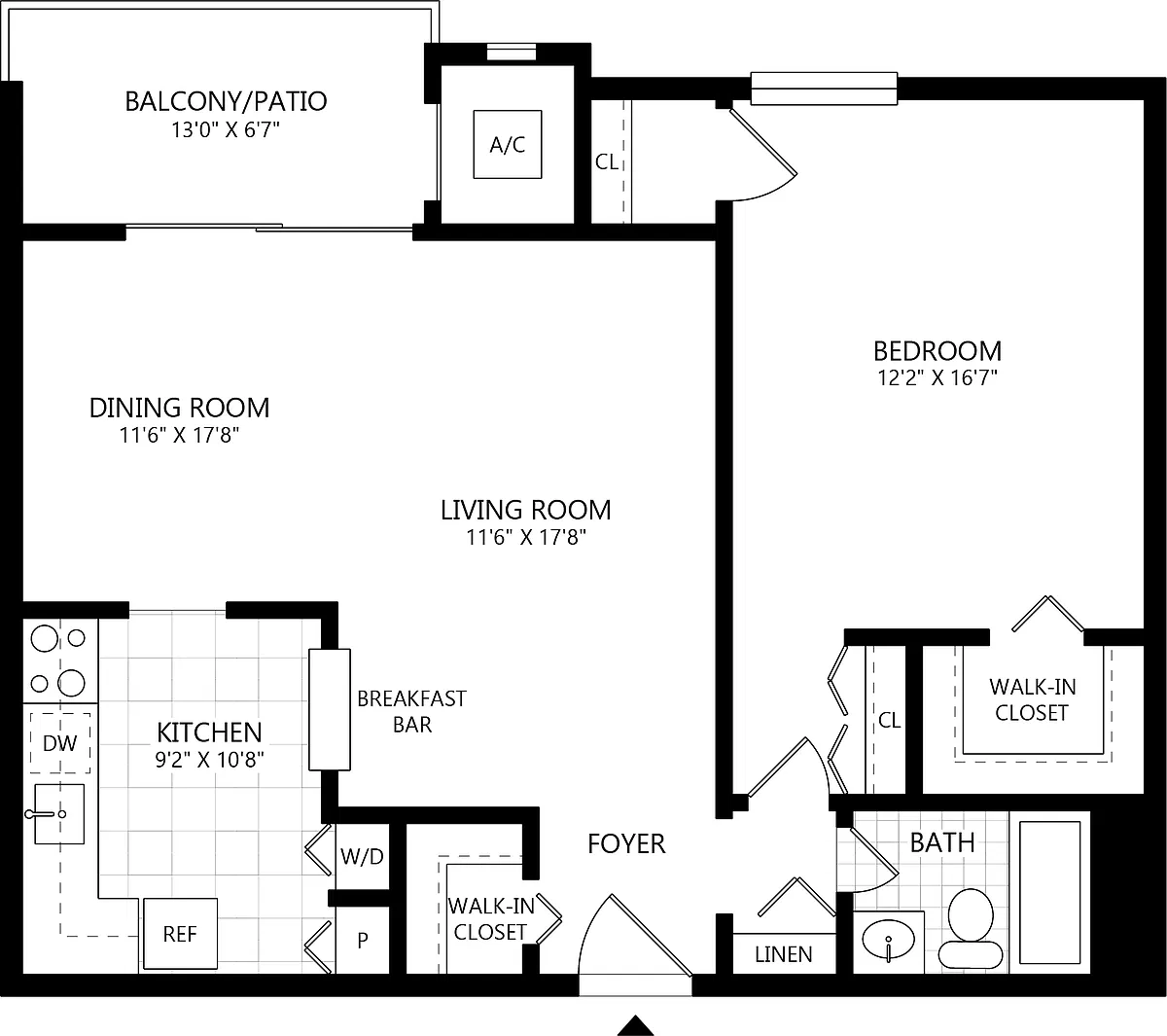 Floor plan 1 Bed/1 Bath-A3