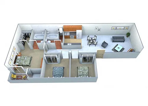 Floor plan Three Bedroom Phase II