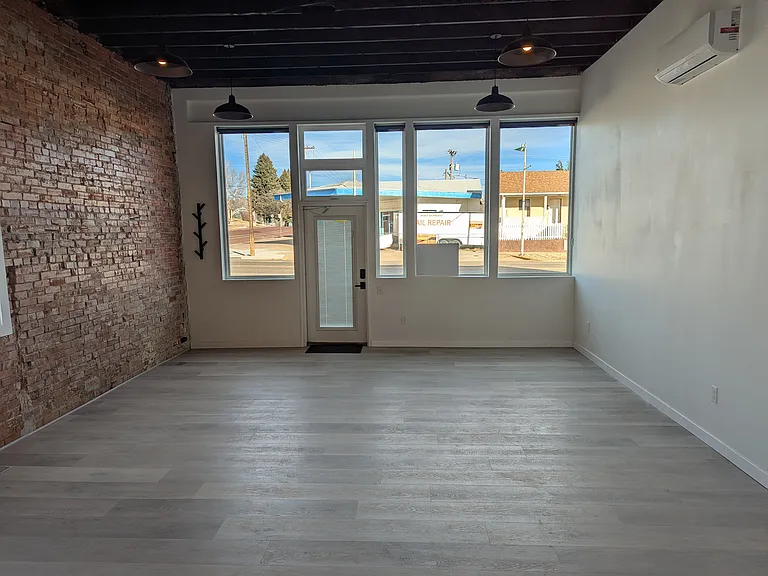 East-facing storefront windows