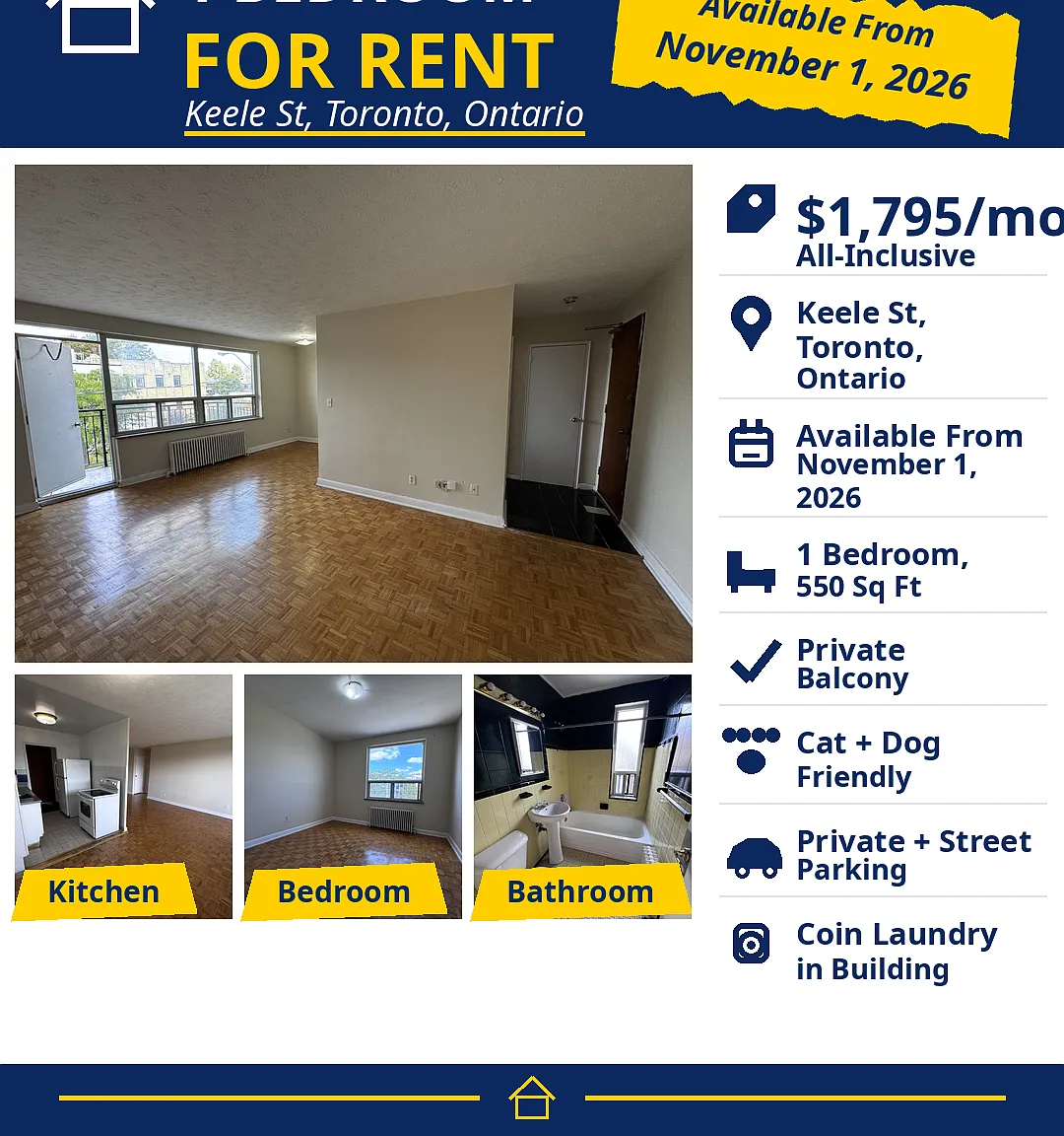 1 bed, 550 sqft, $1,795 — Photo 1