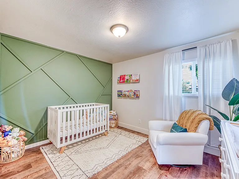 Large bedroom with lots of light.