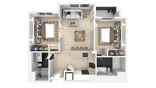 Floor plan Two Bedroom Two Bath D