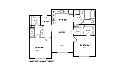 Floor plan 2 Bed/2 Bath