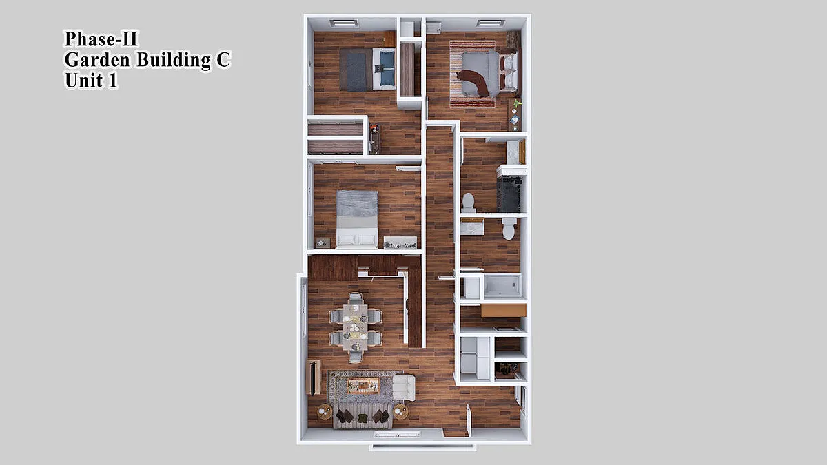 Floor plan Three Bedroom Garden