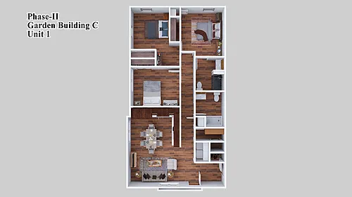 Floor plan Three Bedroom Garden