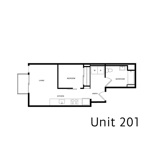 Floor plan 1 Bed 1 Bath - Type 1