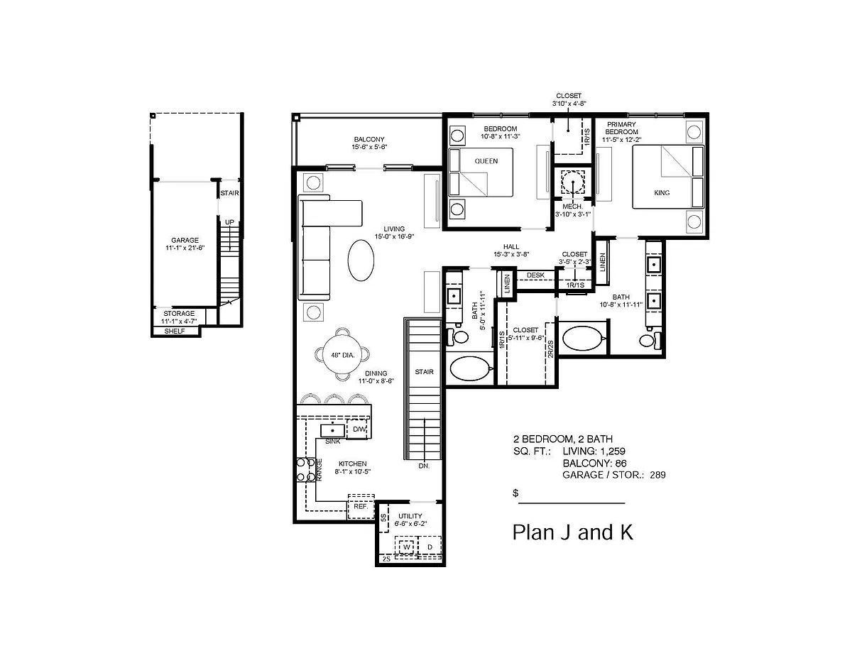 Floor plan 2 Bedroom 2 Bath 2nd Floor