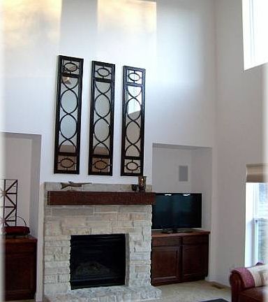 Stone, gas fireplace