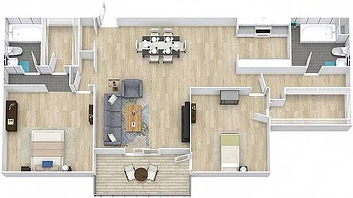Floor plan 2x2 Panorama Upgraded