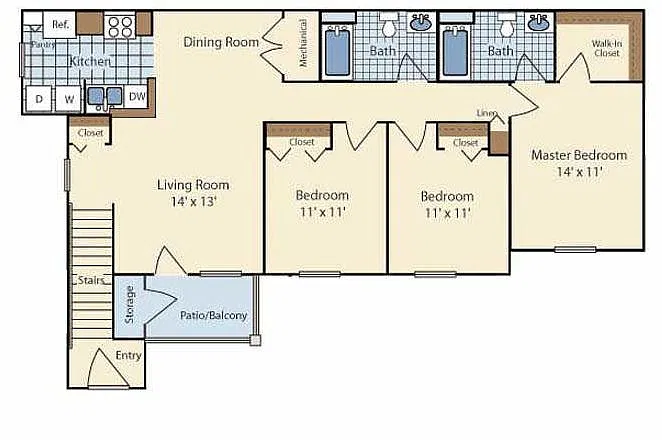 Floor plan 3BR Downstairs