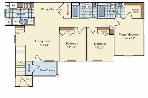 Floor plan 3BR Downstairs