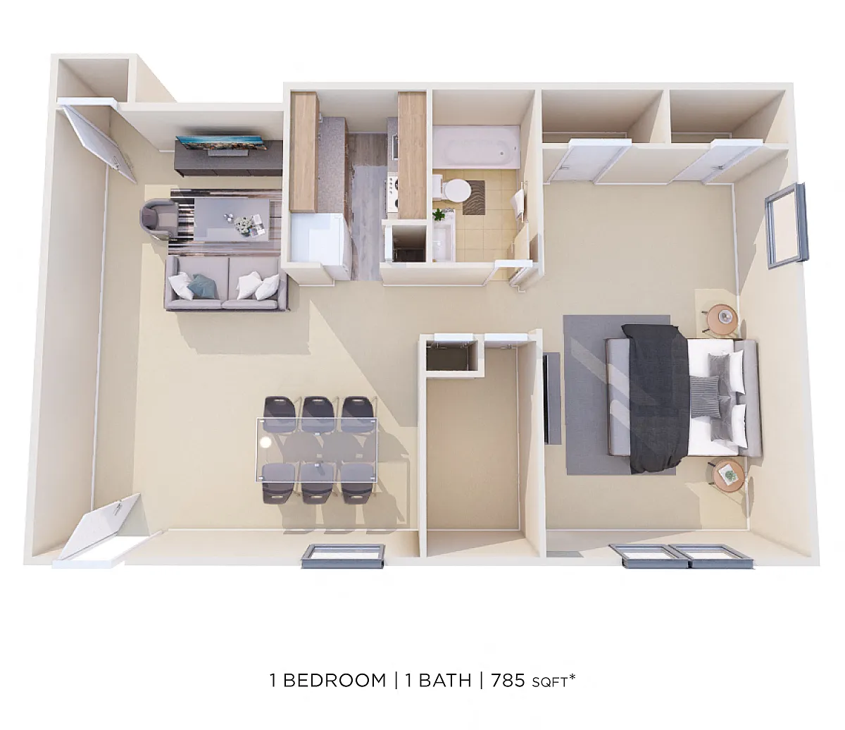Floor plan One Bedroom - 785 sqft