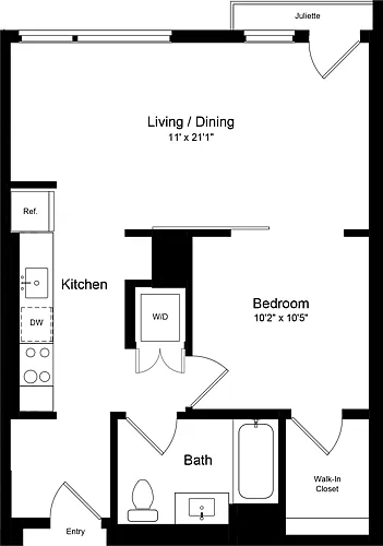 Floor plan 1 Bedroom HJ