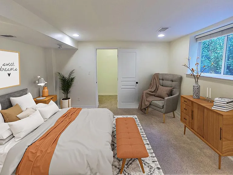 Bedroom 5. This image shows a virtually furnished space. Bedrooms come unfurnished.