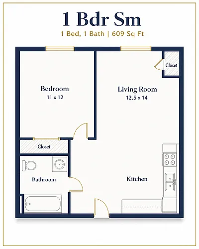 Floor plan 1 bed 1 bath small