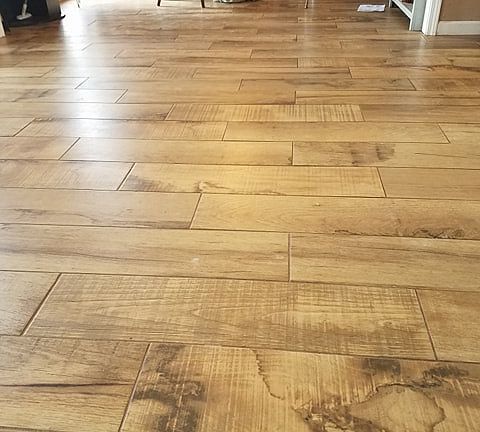 New wood look tile floor