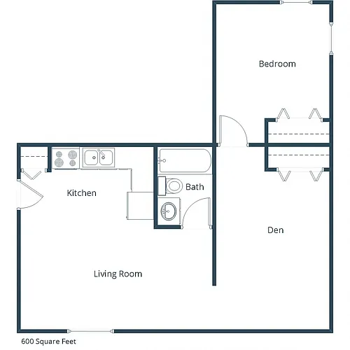 Floor plan One Bedroom 11DB
