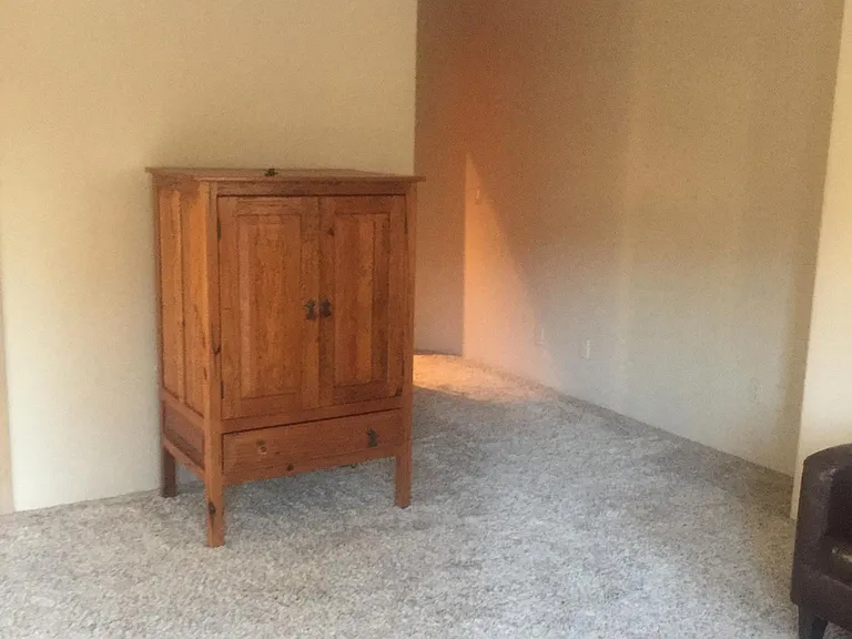 This is the living room, very separate from bedroom. Super-clean and quiet living space, and you can walk to town or to the river trail in 10 minutes. Hiking and biking trails nearby. No animals or smoking have ever been allowed. Living room and bedroo