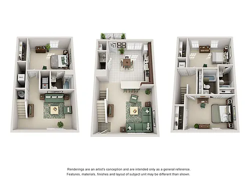 Floor plan 3BR/3.5BA Townhome Upgraded