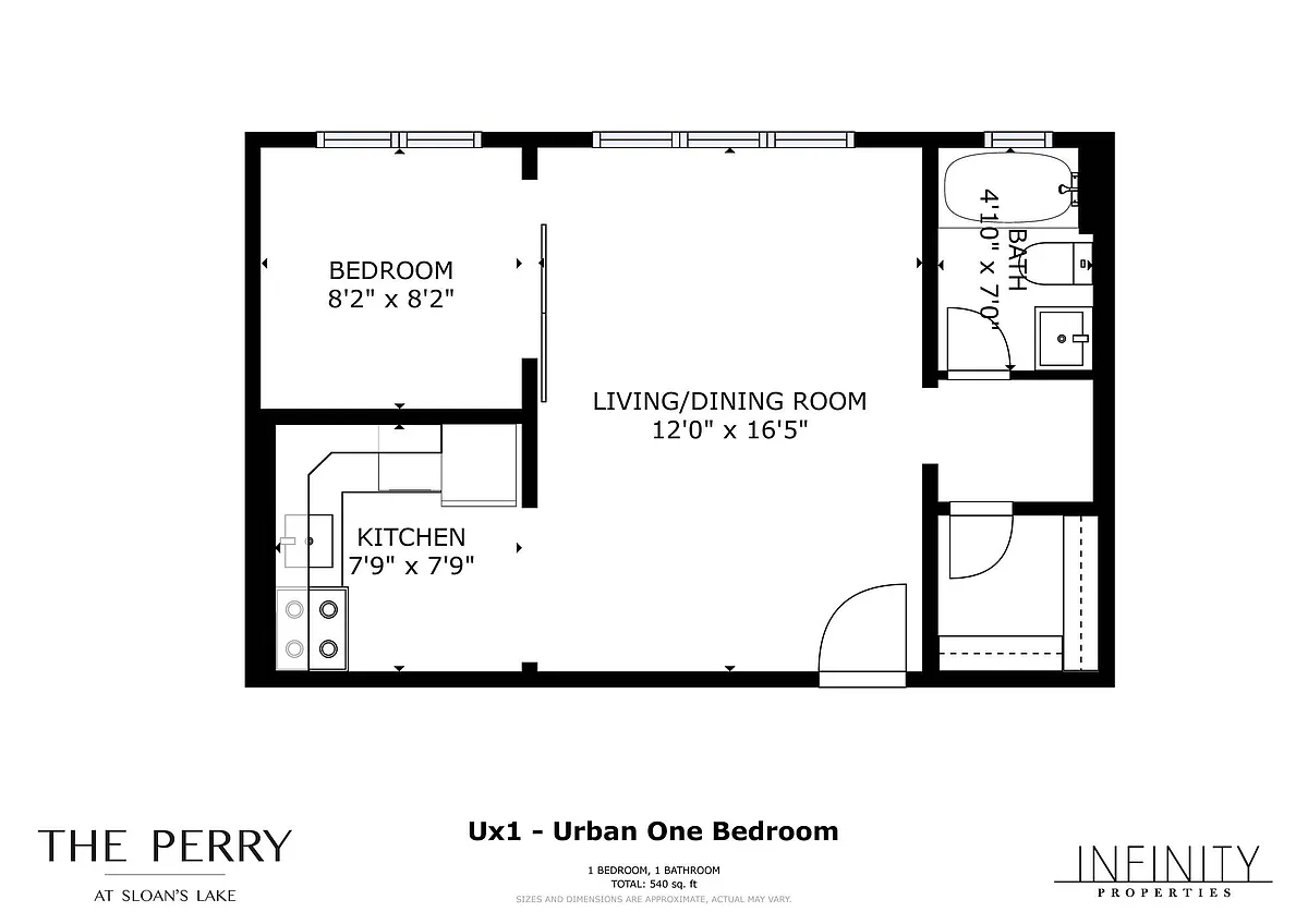 Floor plan Urban One Bedroom - Furnished and Unfurnished