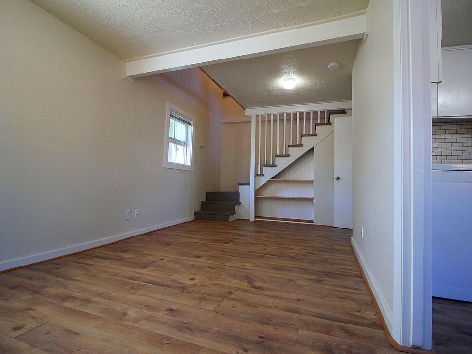 Living room with built in shelves