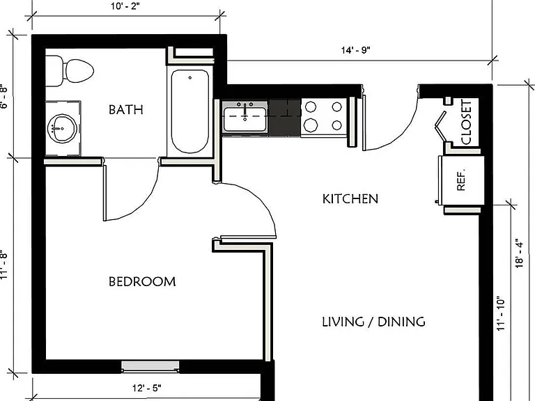 1 Bedroom Floor Plan, Stainless Steel Appliances, Modern Finishes 1 Bedroom Floor Plan, Stainless Steel Appliances, Modern Finishes