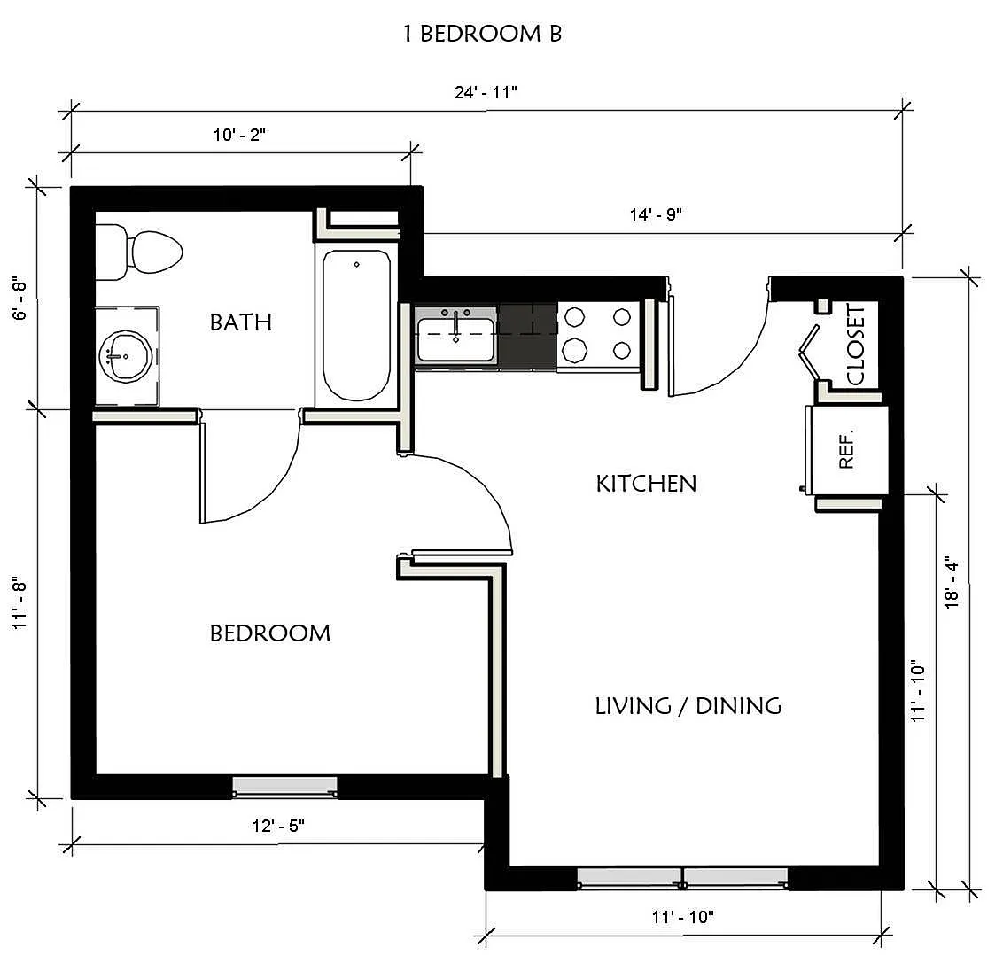 Floor plan 1 Bedroom - B