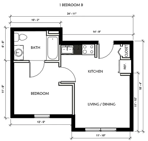 Floor plan 1 Bedroom - B
