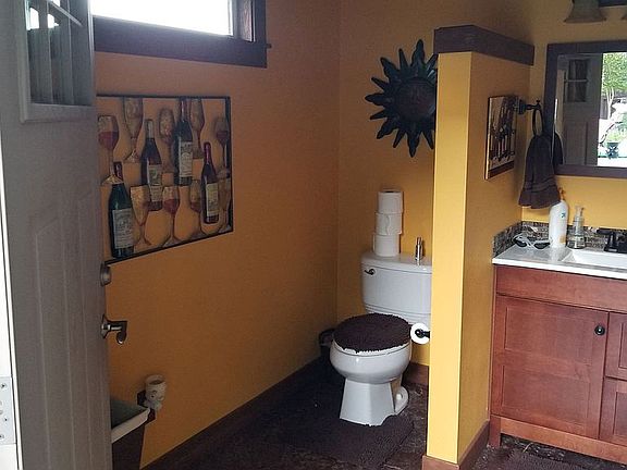 Pool house bathroom .