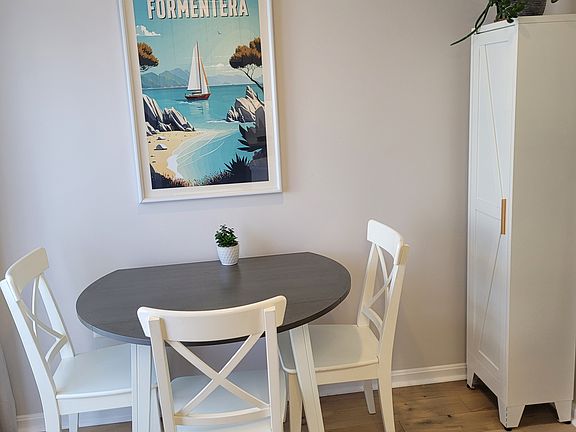 New expandable table, seating up to four.