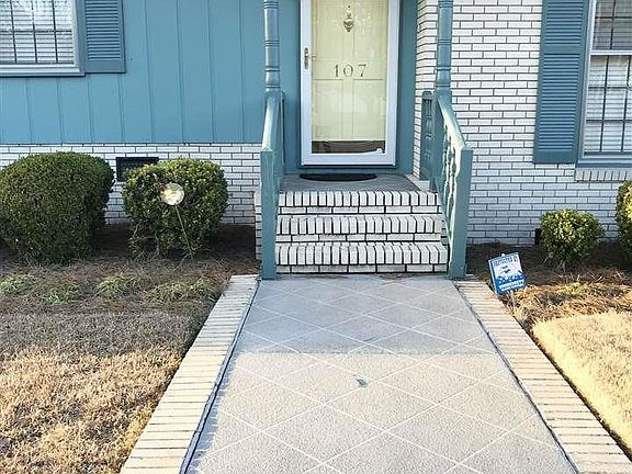 with stamped concrete walkway