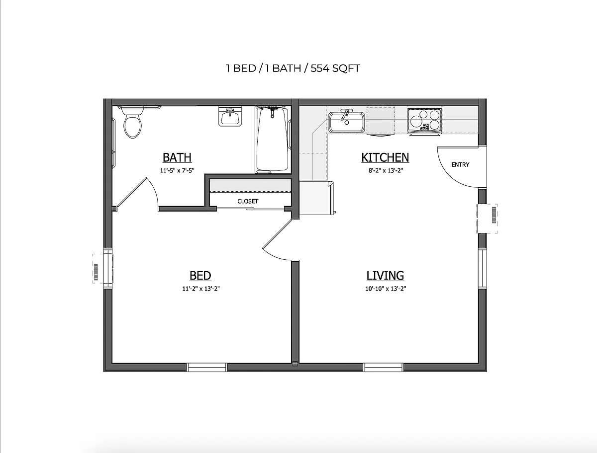 Floor plan 1-bedroom ADA