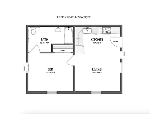 Floor plan 1-bedroom ADA