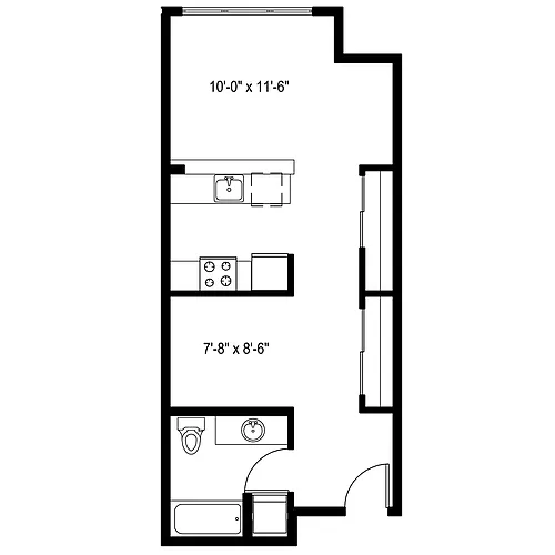Floor plan Open 1 Bedroom D