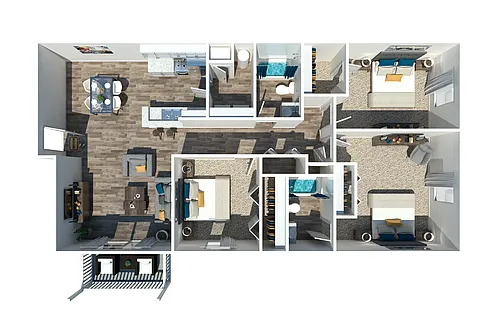 Floor plan 3 Bedroom 2 Bath