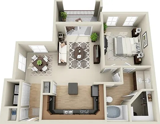 1A | 1 Bed, 1 Bath Floor Plan 1A | 1 Bed, 1 Bath Floor Plan