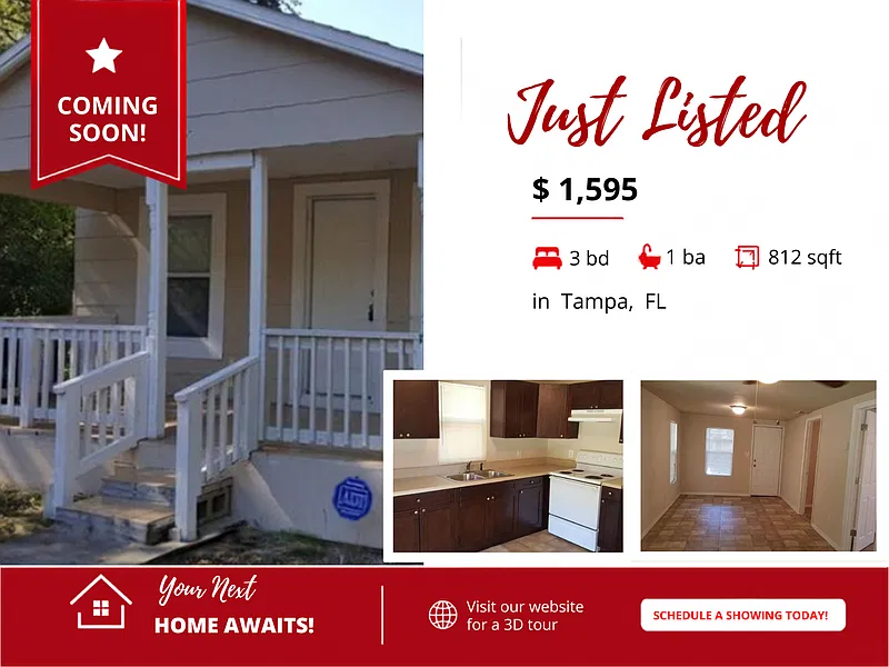 3 bed, 1.0 bath, 812 sqft, $1,595 — Photo 1