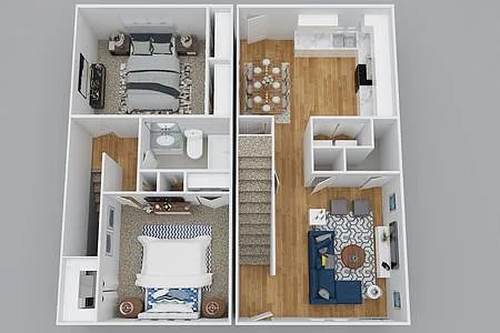 Floor plan 2 Bedroom 1.5 Bath Townhome