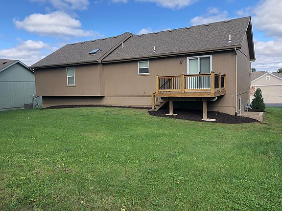 Large back yard with walk out deck