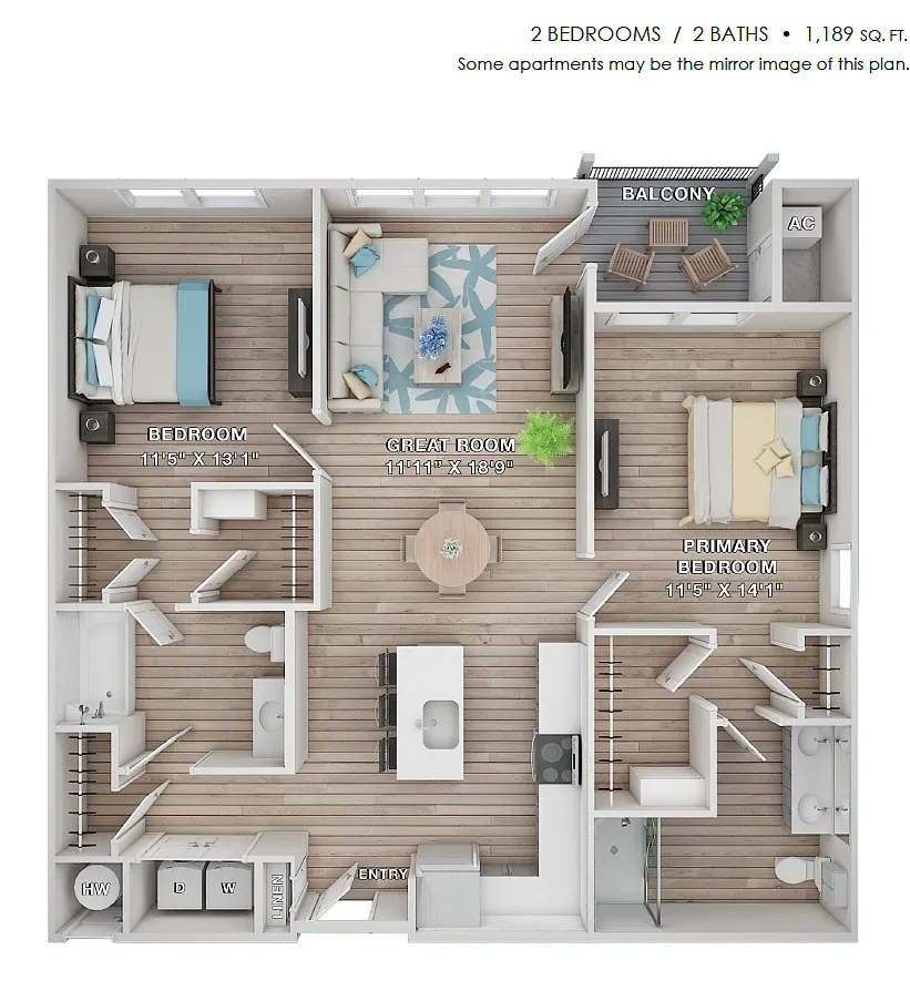 Floor plan 2 Bed 2 Bath