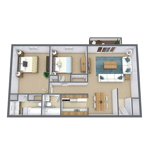 Floor plan Two Bedroom 22A