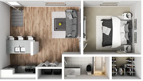 Floor plan Venus Property 1 Bedroom 1 Bath