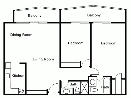 Floor plan Standard 2BR/2BA
