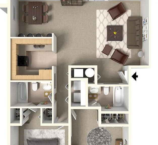 2 bedroom 2 bath unit