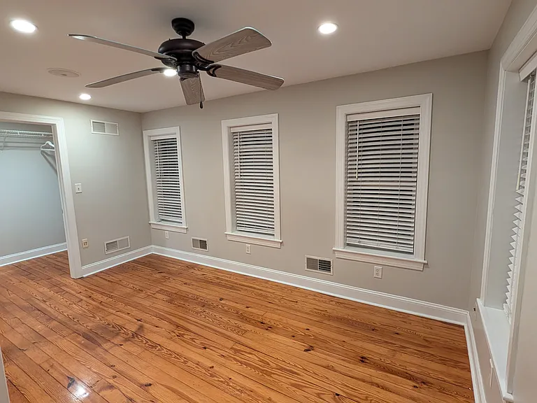 The master bedroom has a large walk-in closet.