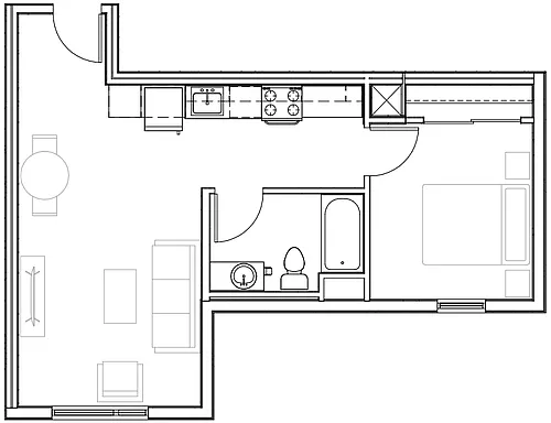 Floor plan 1 Bedroom D