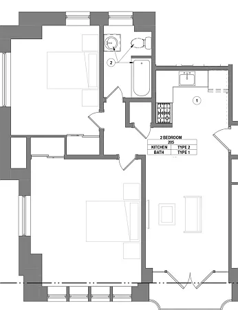 1500 Pine - Apt 205 Floor Plan 1500 Pine - Apt 205 Floor Plan