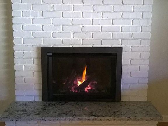Gas fireplace.